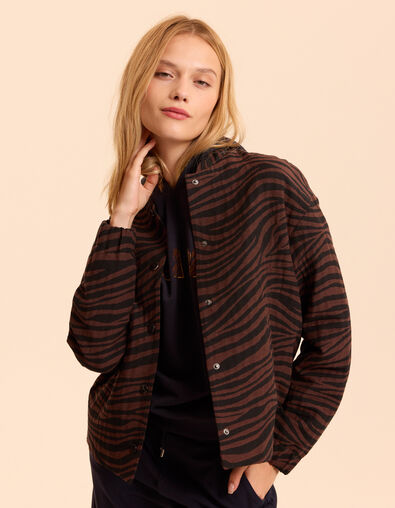 Blouson noir motif z&egrave;bre esprit teddy I.Code
