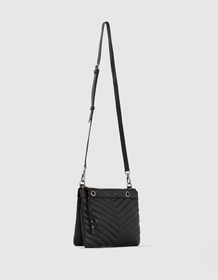 1440 Reporter Tasche Damen gesteppte Leder doppelt-4