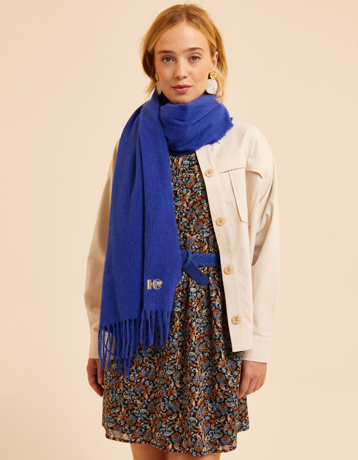 I.Code blue scarf with embroidered IC monogram-3