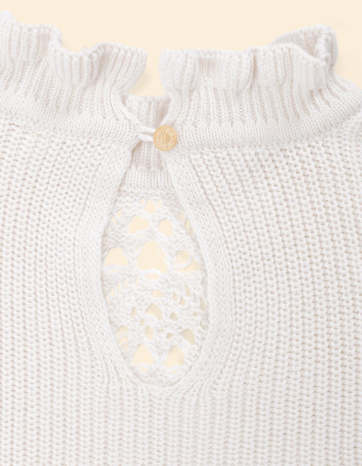 Cremeweißer Strickpulli Lochstrick I.Code-5 Cremeweißer Strickpulli Lochstrick I.Code-5