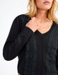 Schwarzer Strickpullover mit Spitze I.Code-5