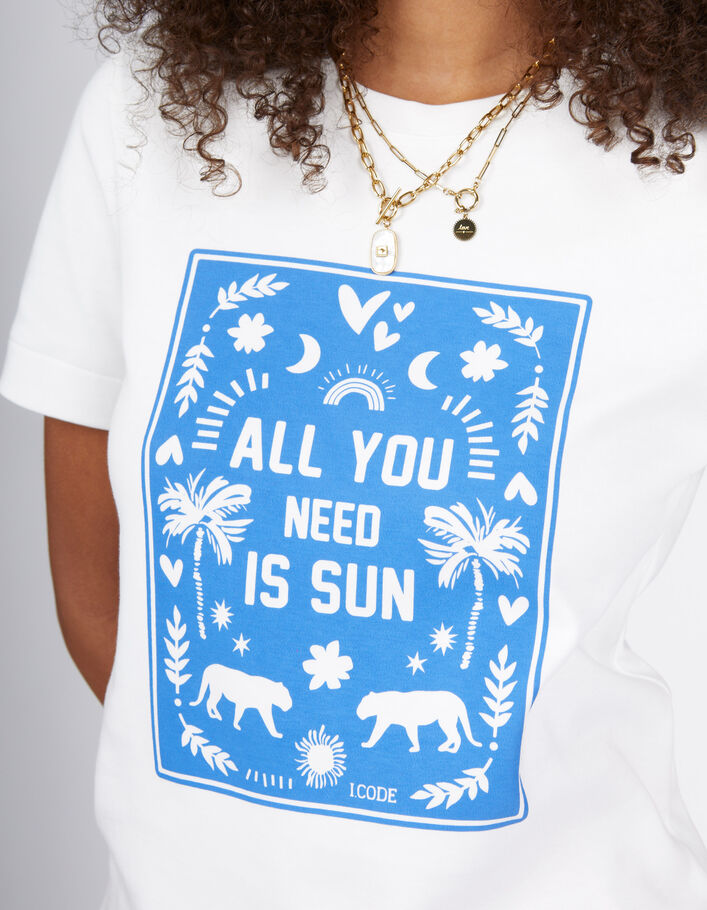 I.Code off-white T-shirt with arty sunny motif - I.CODE