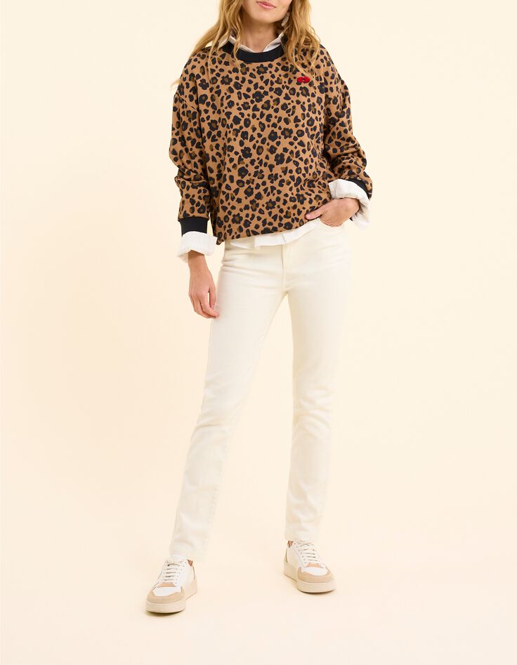 Sweat l&eacute;opard broderies coeurs I.Code-10