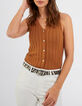 I.Code fawn ribbed knit sleeveless cardigan-2