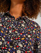 I.Code black shirt with colour floral leopard print-3