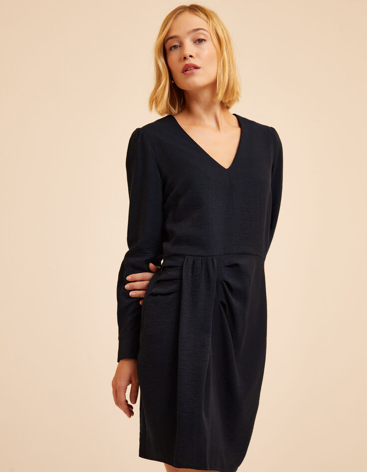 Robe marine effet drapé côté I.Code-3