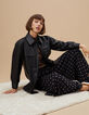 I.Code black faux leather overshirt with press studs-4