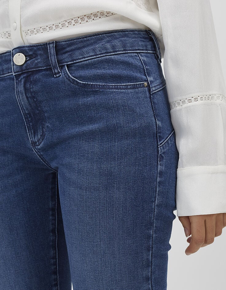 Slim fit blauwe jeans met gecontrasteerde franjes onderaan I.Code-5
