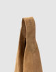 Camelbraune Hobo Veloursledertasche-5