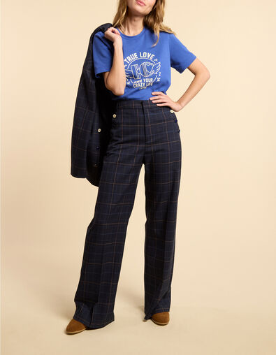 Marineblaue elegante Hose mit Karos I.Code