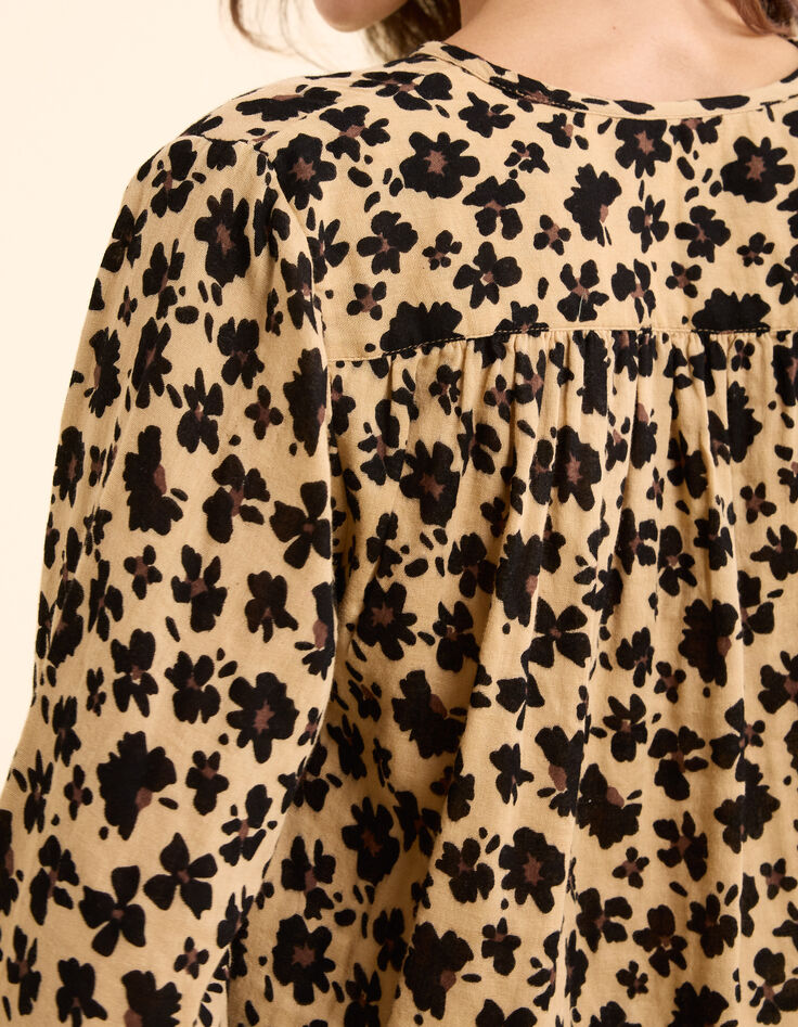 Beige blouse bloemen-luipaardprint I.Code-7