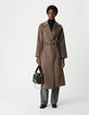 Manteau long beige ceintur&eacute; Femme-1