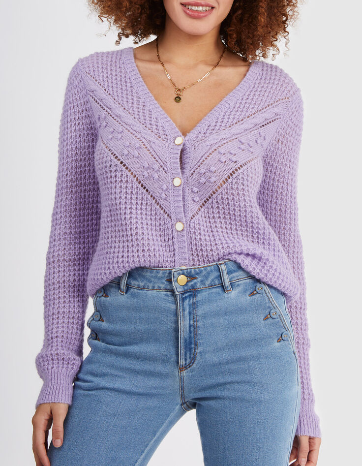 I.Code violet decorative knit cardigan-1