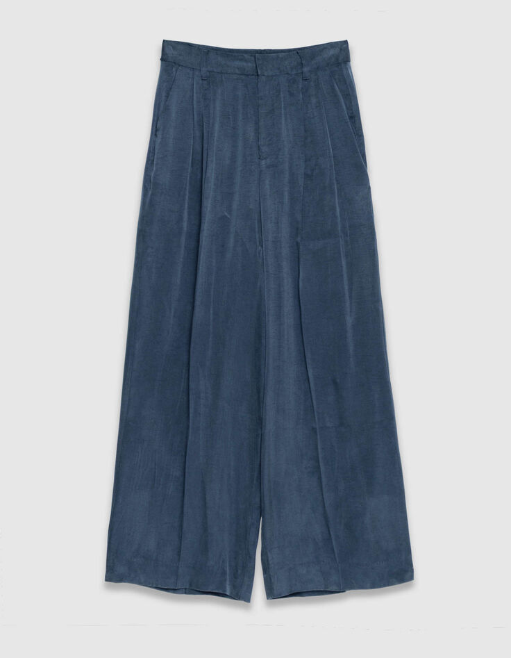Dames Lyocell&reg;-mix marineblauwe getailleerde broek-7