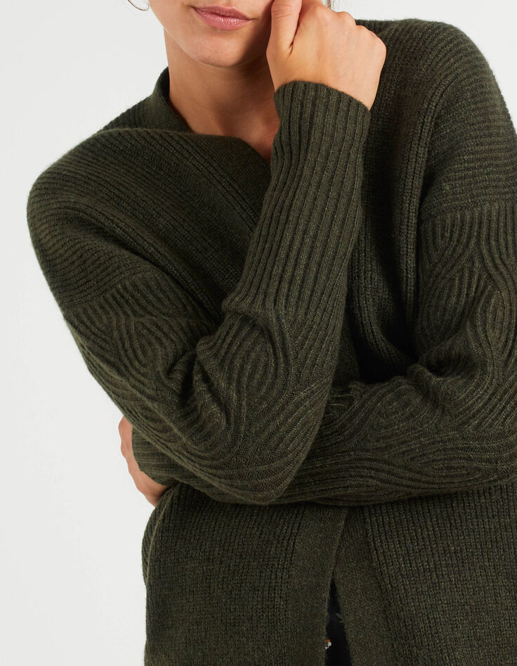 Empire-groen halflang vest in ribtricot I.Code-5