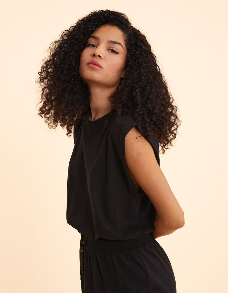 Robe longue noire taille élastiquée I.Code-5