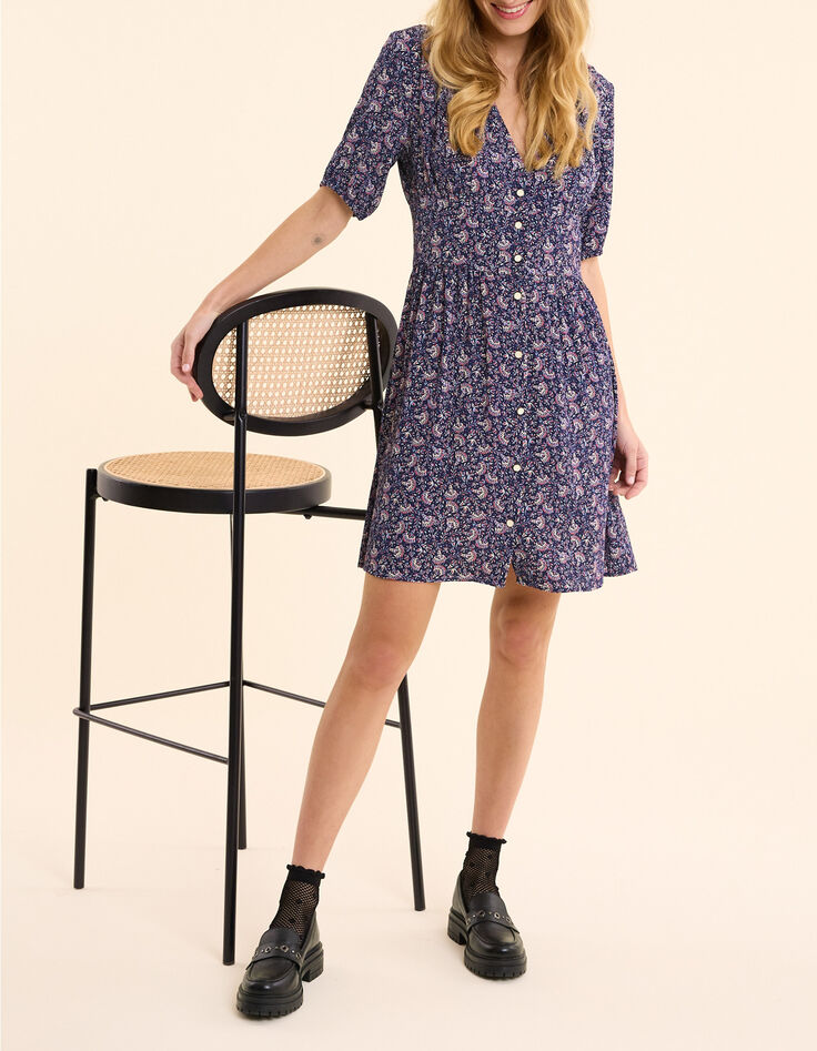 I.Code navy dress with rock floral print-2