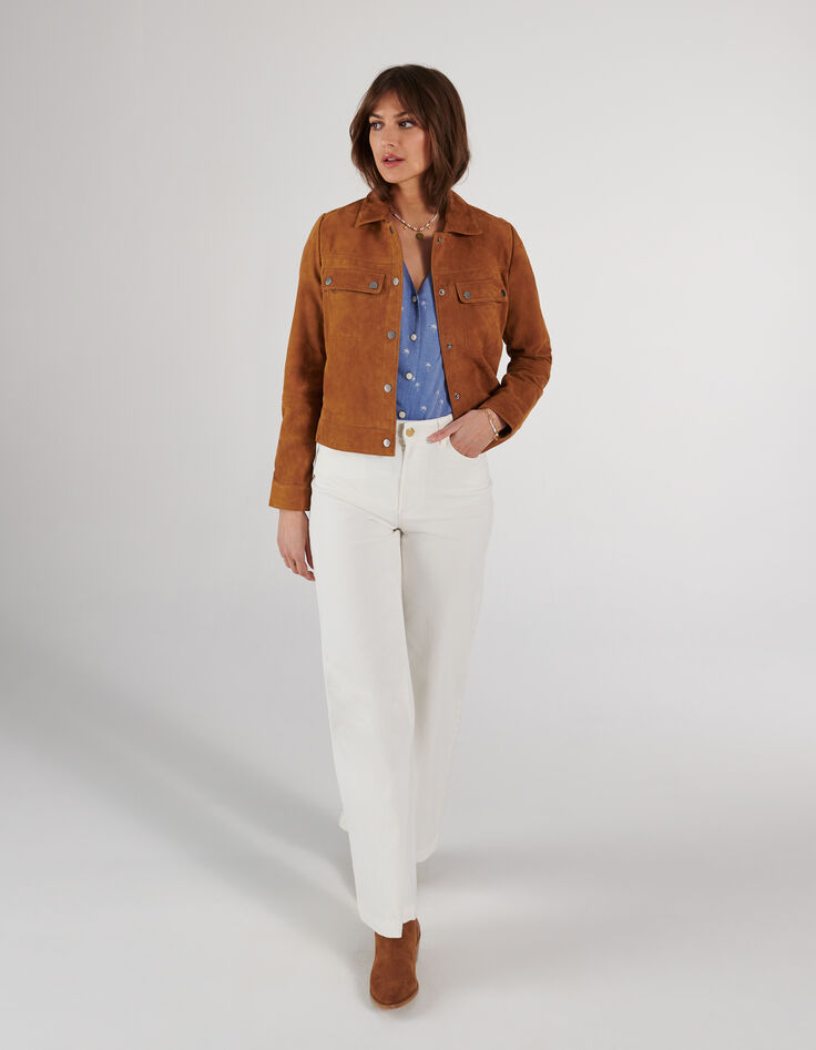 Top bleu à motif palmiers I.Code-6 Top bleu à motif palmiers I.Code-6