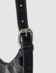 Schwarze Damenhalbmondtasche gl&auml;nzendes Allane-Leder-4