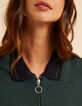 I.Code green zipped dress with polo collar-5