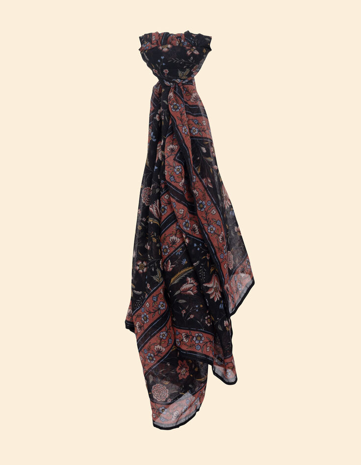 Schwarzes Tuch mit Blumenstrauß-Print I.Code-3