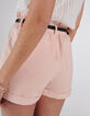 Rosa Shorts mit hohem Bund mit Gummizug I.Code-3