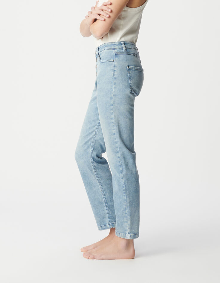 Blaue Cropped-Jeans f&uuml;r Damen mit sichtbaren Powerstretch-Kn&ouml;pfen-6