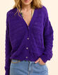 Cardigan violet tricot ajour&eacute; fantaisie I.Code-2
