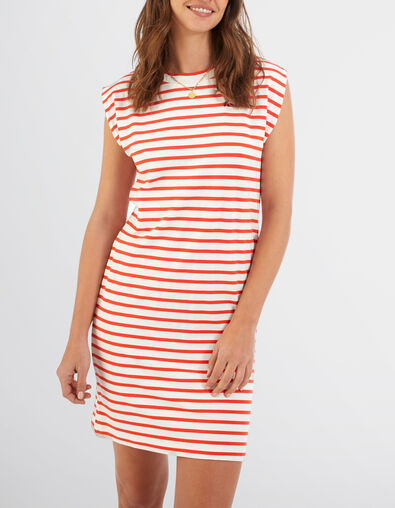 I.Code off-white sailor stripe dress with apricot stripes