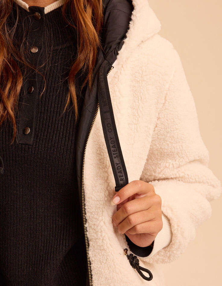 Omkeerbare parka zwart nylon en ecru sherpa I.Code-8
