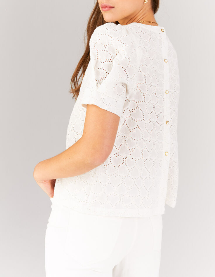 I.Code ecru top with heart eyelet embroidery-3