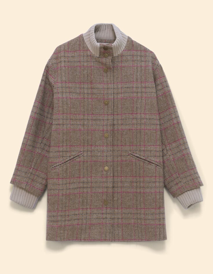 Manteau camel motif carreaux I.Code-7 Manteau camel motif carreaux I.Code-7