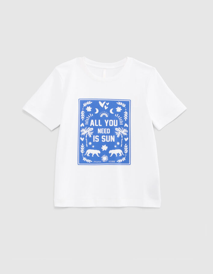 Cremeweißes T-Shirt mit Arty-Sunny-Motiv I.Code  - I.CODE