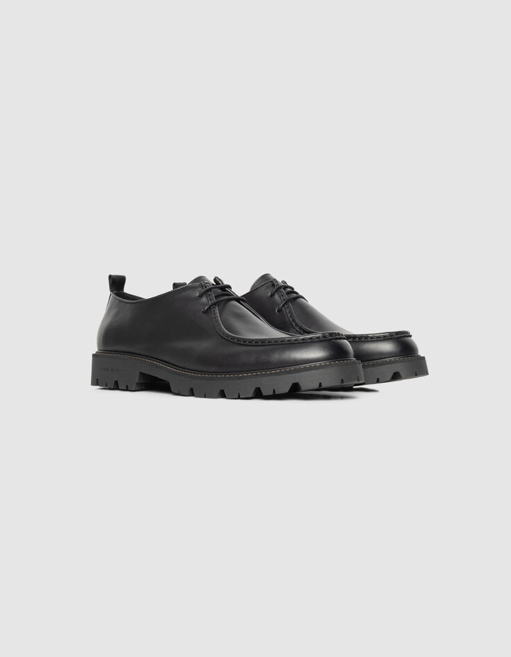 Schwarze Herren-Lederderbyschuhe mit Plateau-6