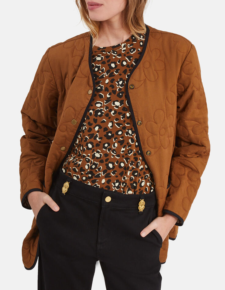 Omkeerbare jas camel en etnisch motief I.Code-4