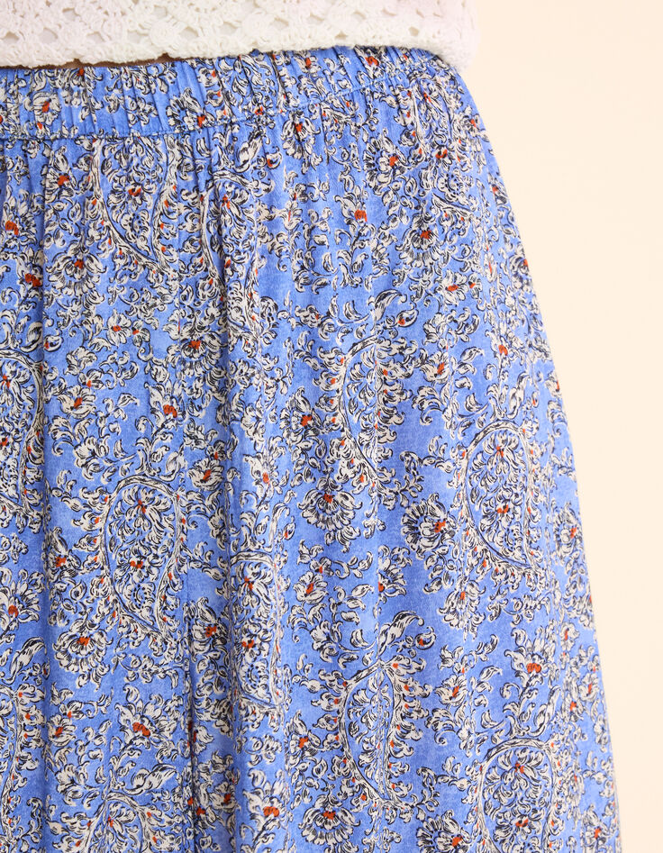 Pantalon large bleu imprimé cachemire floral I.Code-5