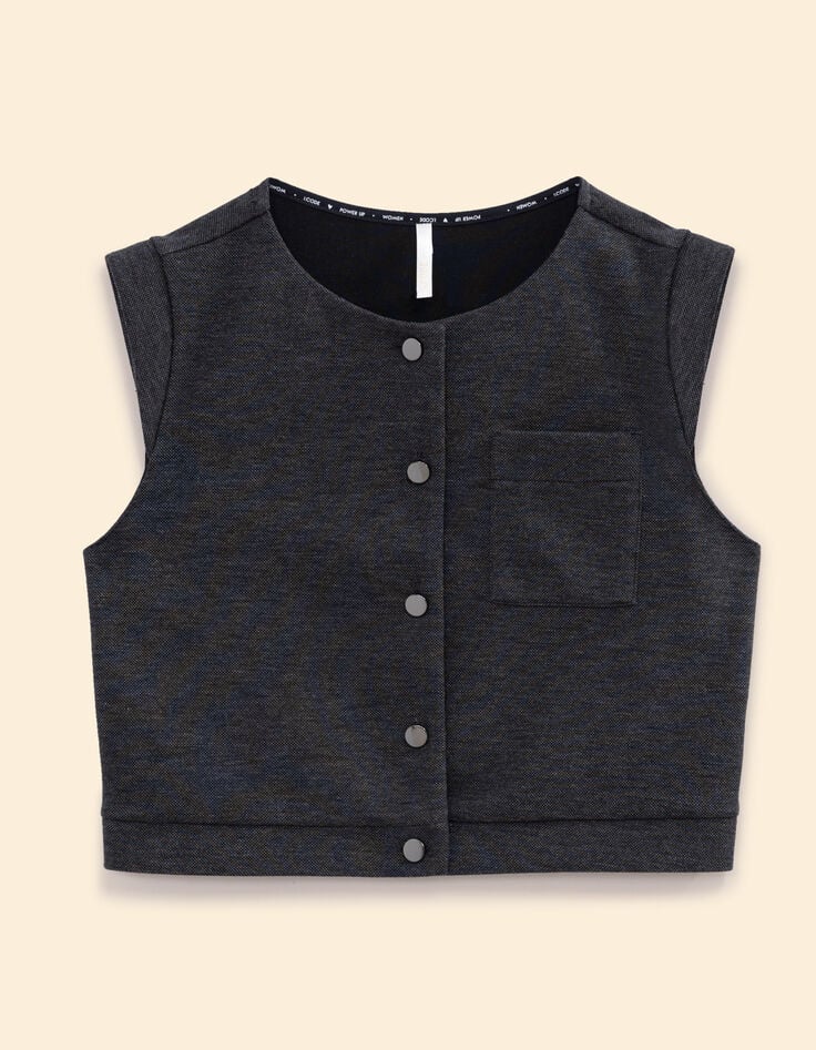Top sans manches gris maille faux-uni I.Code-7