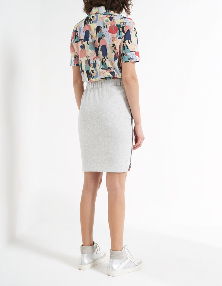 Gemêleerd grijze rok Milano details ritsen opzij I.Code-2
