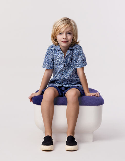 Navy printed leaf shirt for boy - IKKS