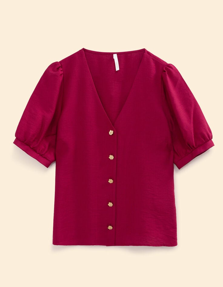 Top manches courtes rose boutons fleurs I.Code-7 Top manches courtes rose boutons fleurs I.Code-7