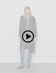 Schwarzer, langer Oversize-Damenledermantel-10