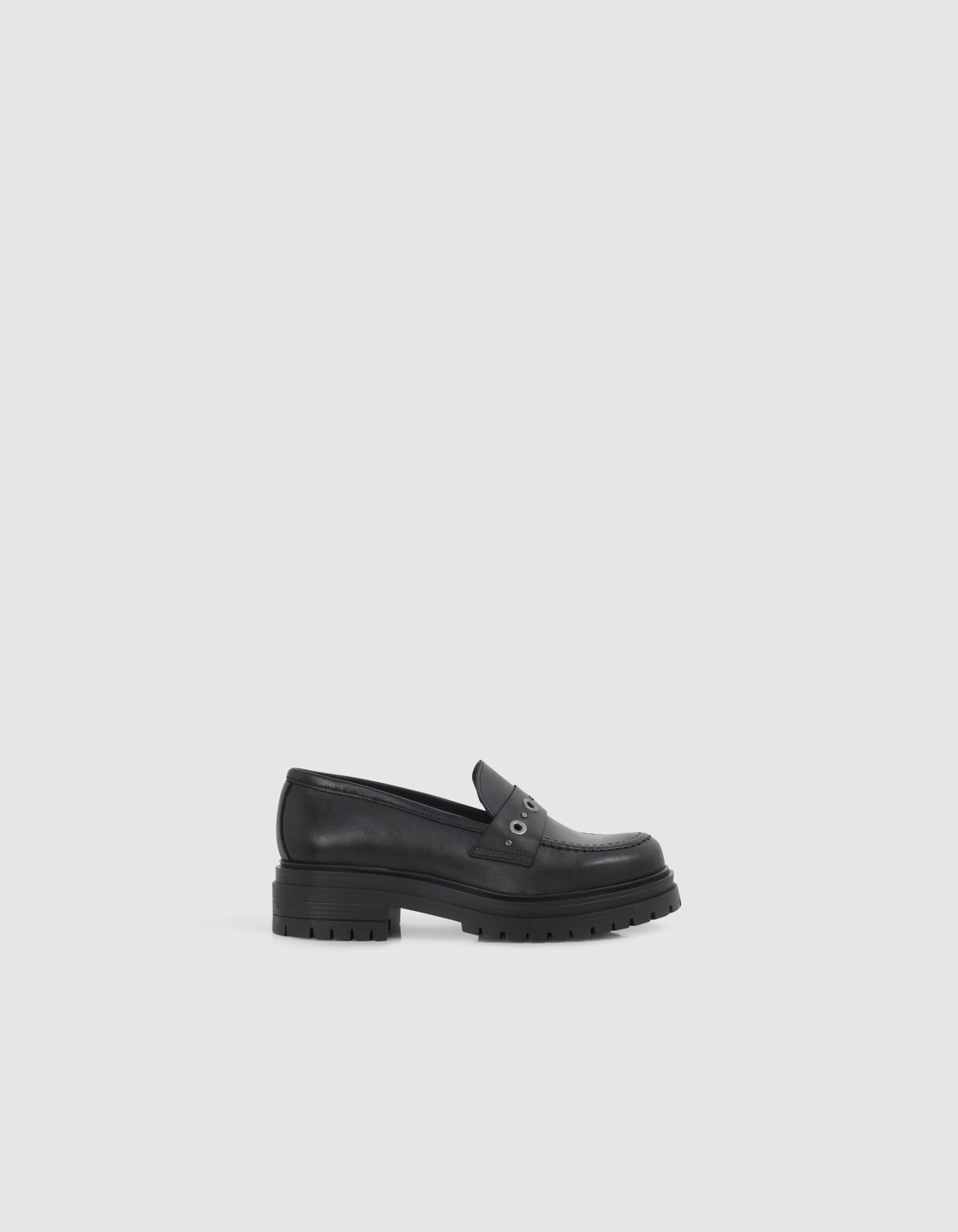 I.Code black moccasins with lugged soles I.Code black moccasins with lugged soles