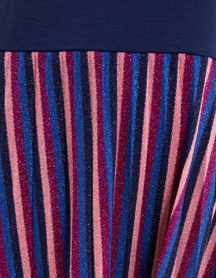 Robe longue bi-matière plissée rayures lurex I.Code-8