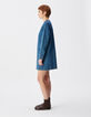 Blaues Kleid aus Denim f&uuml;r Damen mit drei aufgesetzten Taschen-3