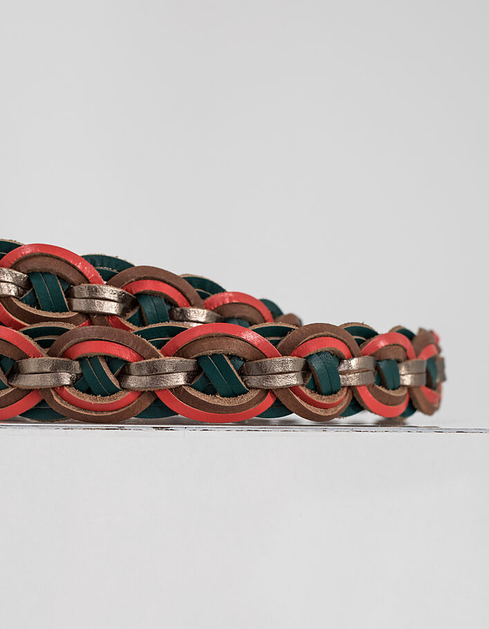 Cinturón arena, esmeralda, rojo y dorado de cuero I.Code - I.CODE