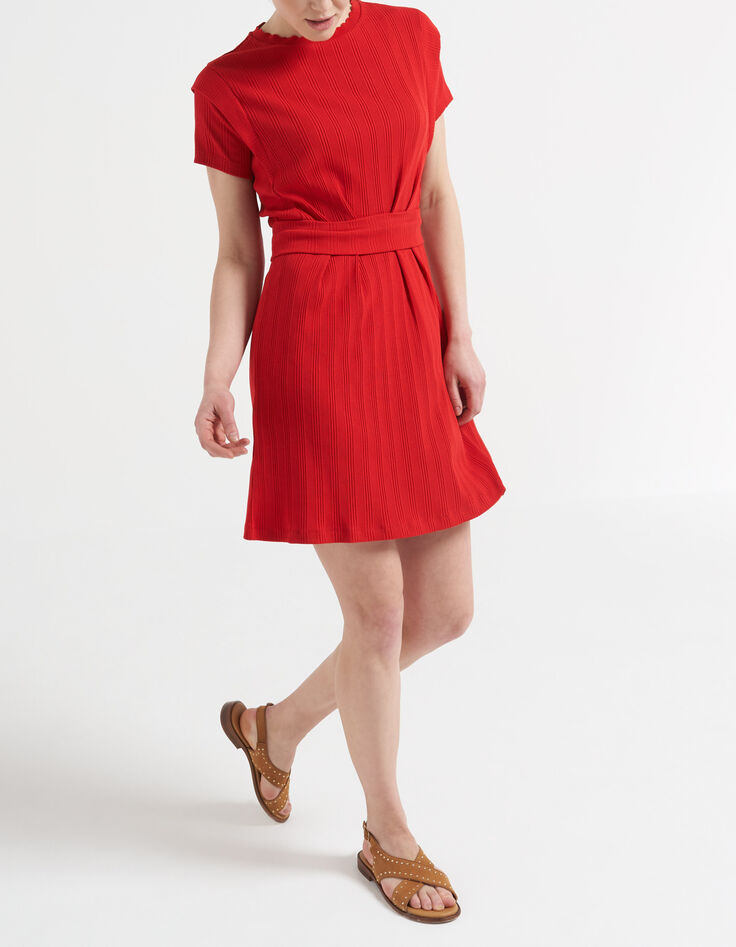 Rotes geripptes Kleid I.Code-1 Rotes geripptes Kleid I.Code-1
