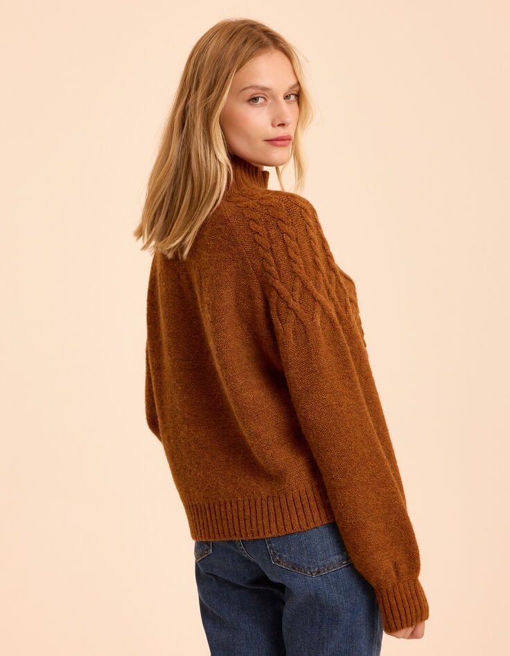I.Code camel cable knit sweater-3