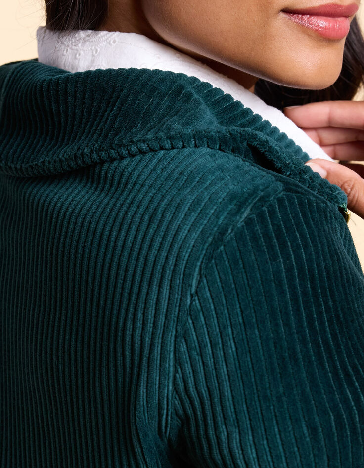 I.Code Midnight green ribbed velvet dress-5