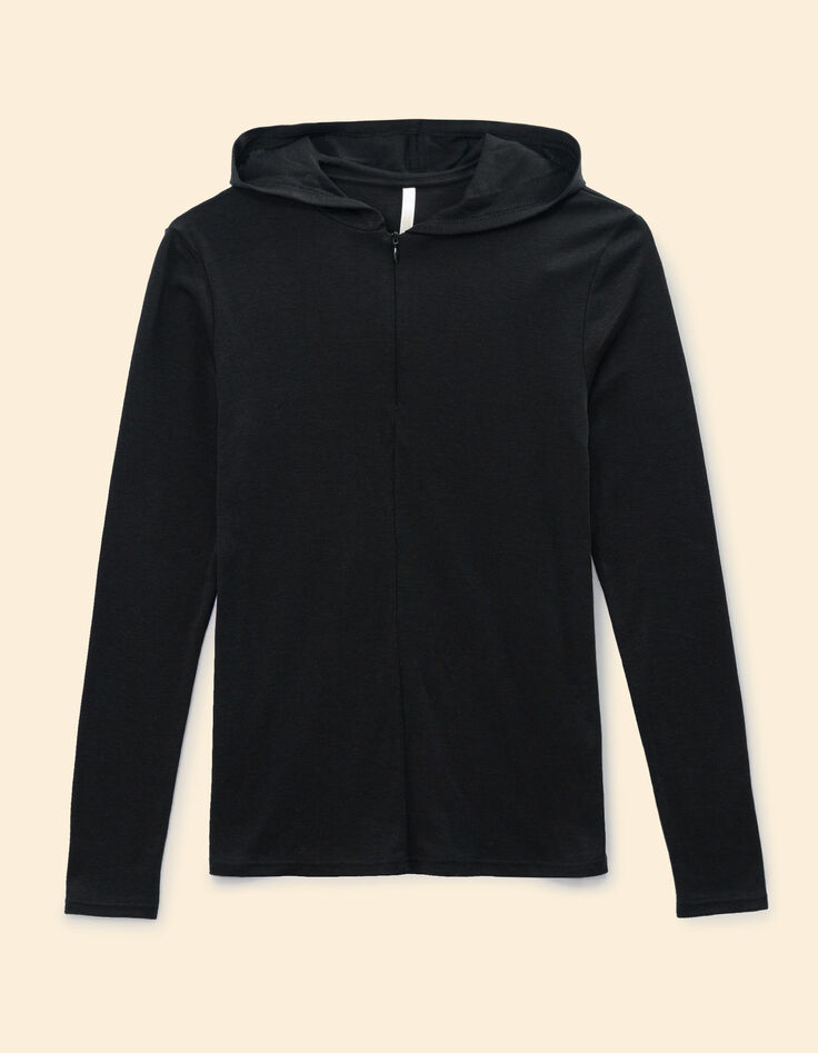 I.Code black hooded T-shirt with zipped collar-6 I.Code black hooded T-shirt with zipped collar-6
