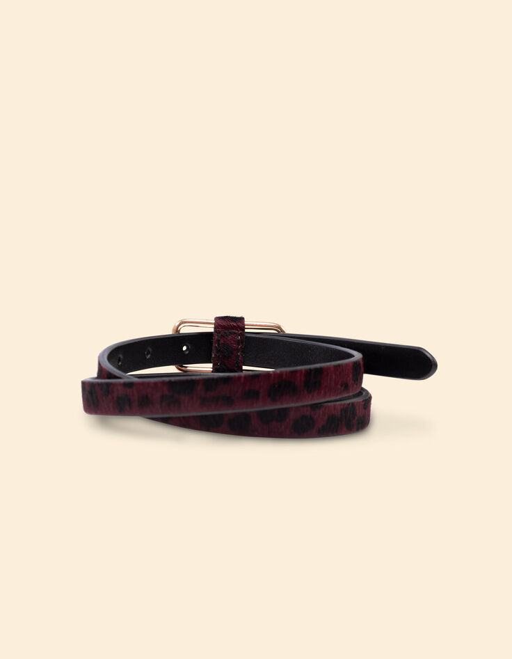 Ceinture fine bordeaux cuir motif léopard I.Code-3